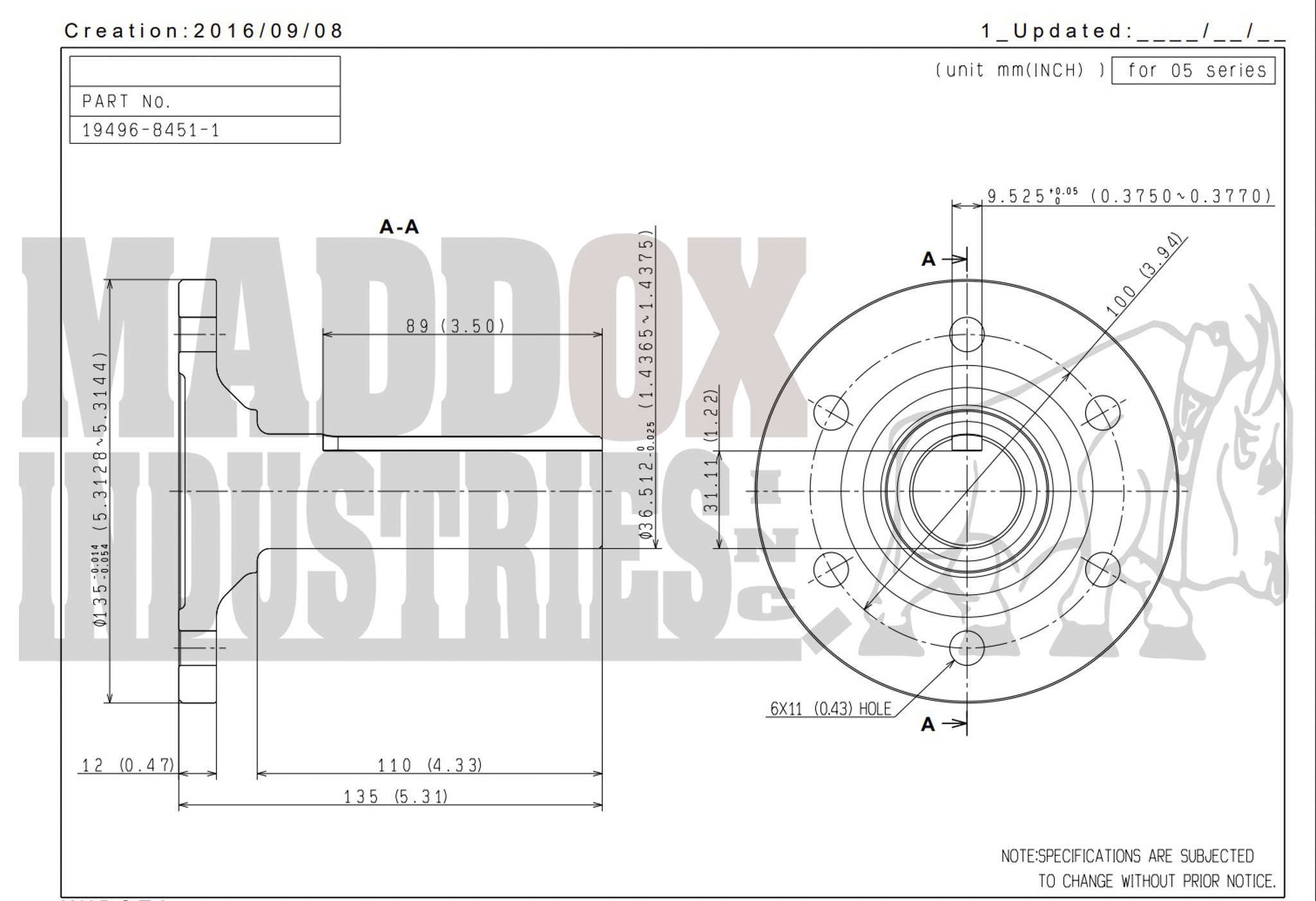 Kubota P03 PTO Component
